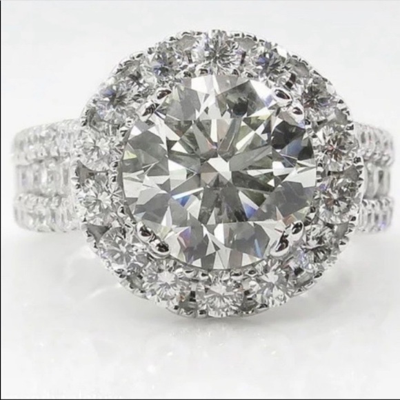 NEW 925 STERLING SILVER ROUND DIAMOND HALO RING, CUTE RING, SHINY RING. - Picture 2 of 7